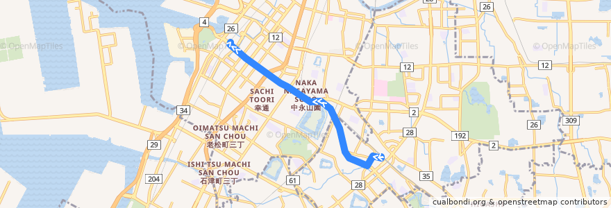 Mapa del recorrido 131: 北野田駅前-堺駅南口 de la línea  en 堺市.