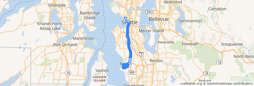 Mapa del recorrido Route 123: Gregory Heights Via SR-509 de la línea  en King County.