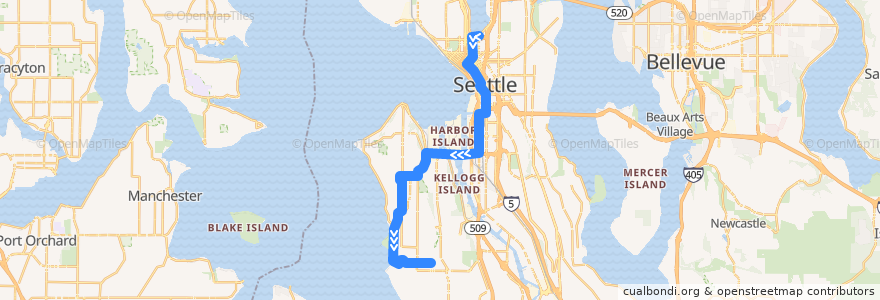 Mapa del recorrido Route C Line: West Seattle Alaska Junction de la línea  en Seattle.