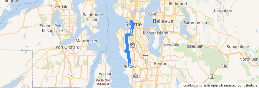 Mapa del recorrido Route 120: Downtown Seattle Westwood Village de la línea  en King County.