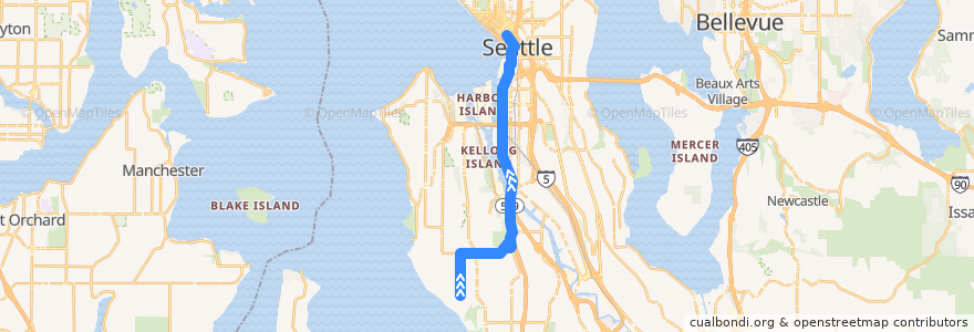 Mapa del recorrido Route 113: Downtown Seattle White Center de la línea  en Seattle.