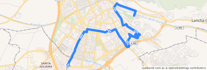 Mapa del recorrido Bus S0: Parque Tecnológico de la Salud → Polideportivo Bola de Oro de la línea  en Granada.