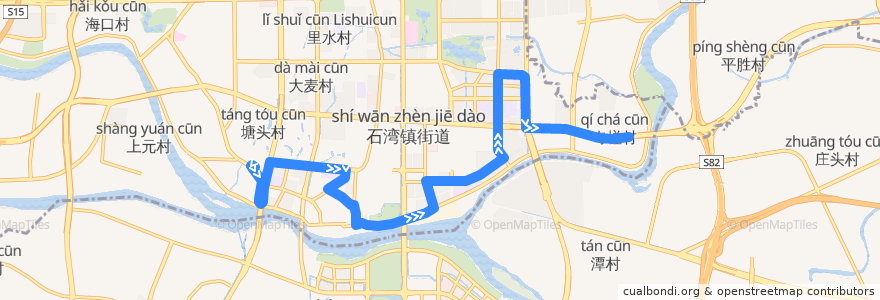 Mapa del recorrido 185A路(佛山家博城-奇槎公交枢纽站) de la línea  en 石湾镇街道.