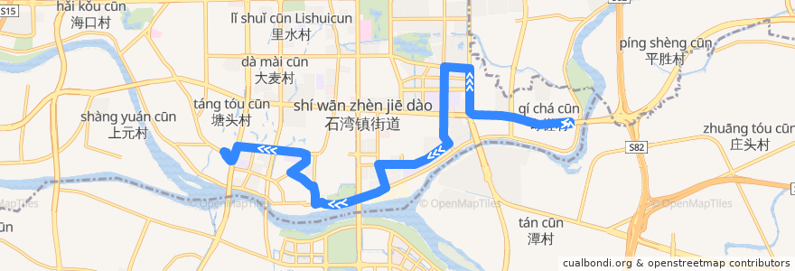 Mapa del recorrido 185A路(奇槎公交枢纽站-佛山家博城总站) de la línea  en 石湾镇街道.