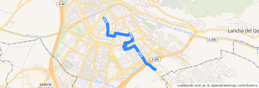 Mapa del recorrido Bus S2: Centro → Villa Argaz de la línea  en Granada.