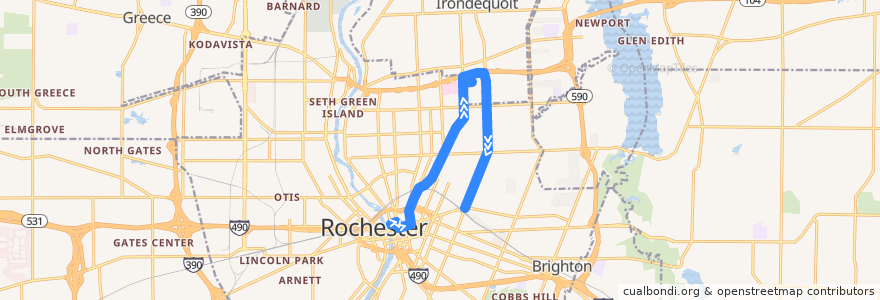 Mapa del recorrido RTS 40/33 de la línea  en Rochester.