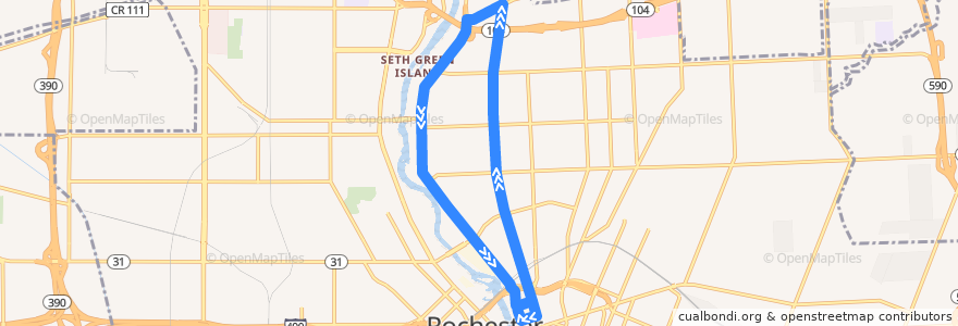 Mapa del recorrido RTS 37/35 de la línea  en Rochester.