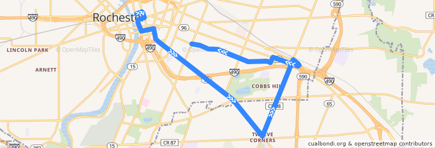 Mapa del recorrido RTS 47/31 de la línea  en Rochester.