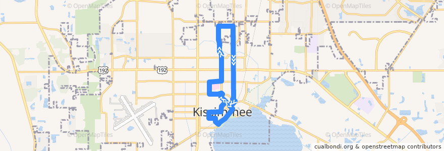 Mapa del recorrido 709 Kissimmee Connector de la línea  en Kissimmee.
