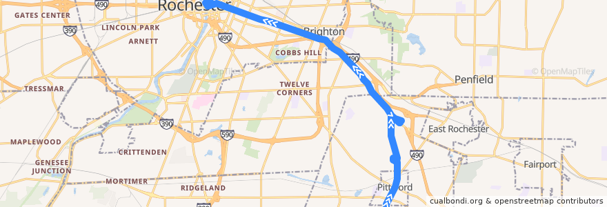 Mapa del recorrido RTS 57 East de la línea  en Monroe County.