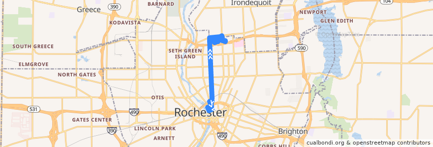 Mapa del recorrido RTS 41 Joseph de la línea  en Rochester.