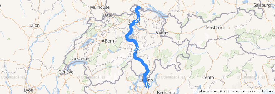 Mapa del recorrido Flixbus N507: Nizza, Flughafen Terminal 2 => Stuttgart Airport Busterminal (SAB) de la línea  en Suíça.