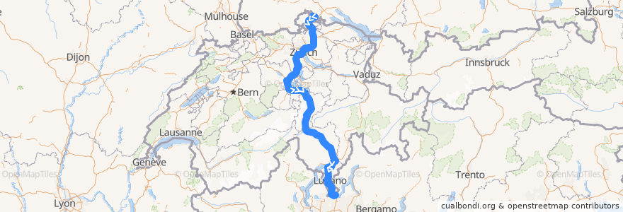 Mapa del recorrido Flixbus N507: Stuttgart Airport Busterminal (SAB) => Nizza, Flughafen Terminal 2 de la línea  en Швейцария.