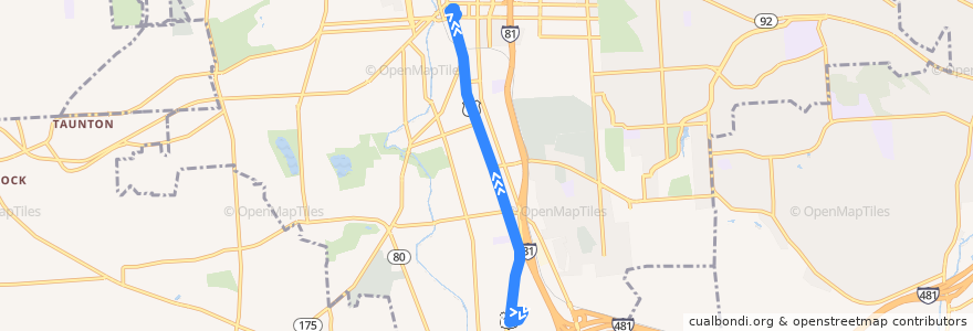 Mapa del recorrido Centro 110 South Salina Street-Valley Plaza de la línea  en Syracuse.