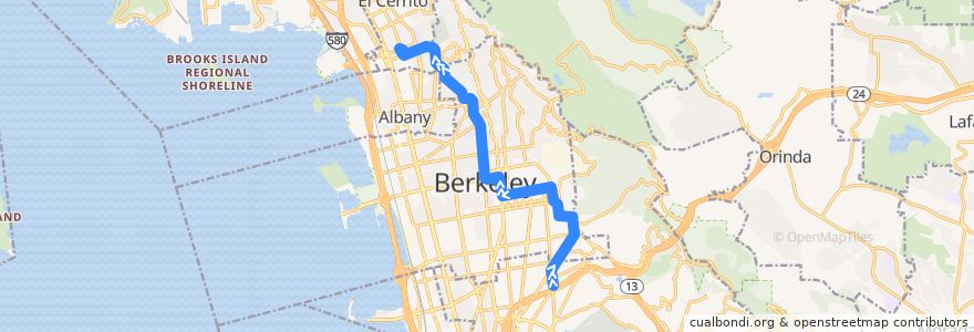 Mapa del recorrido AC Transit 79: Rockridge BART => El Cerrito Plaza BART de la línea  en California.