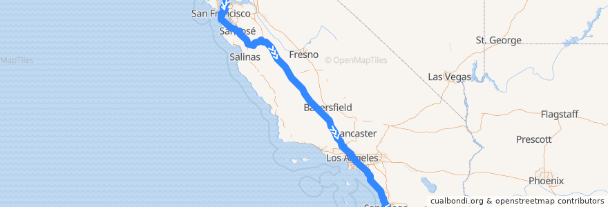Mapa del recorrido Flixbus N2003: San Francisco => San Diego de la línea  en Калифорния.