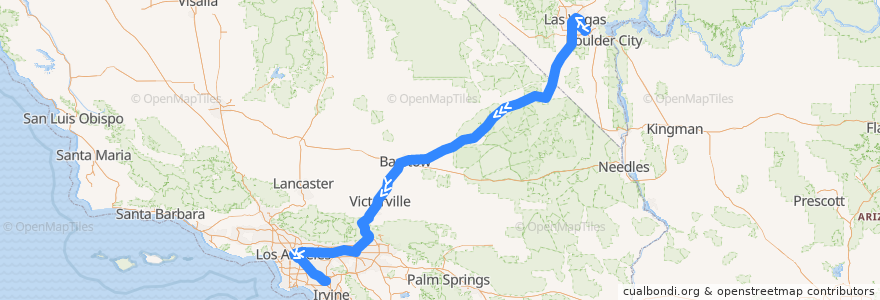 Mapa del recorrido Flixbus 2009: Las Vegas/Henderson => Los Angeles/Anaheim de la línea  en كاليفورنيا.