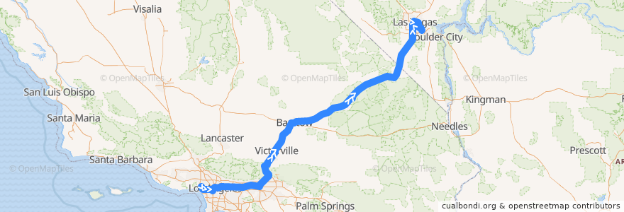 Mapa del recorrido Flixbus 2009: Los Angeles => Las Vegas/Henderson de la línea  en California.