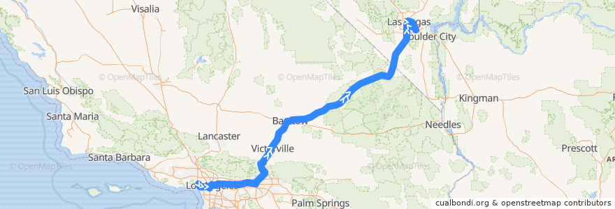 Mapa del recorrido Flixbus 2009: Los Angeles => Las Vegas/Henderson de la línea  en 加利福尼亚州/加利福尼亞州.
