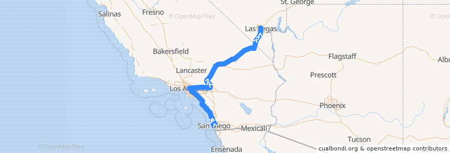 Mapa del recorrido Flixbus 2016: San Diego => Las Vegas de la línea  en California.