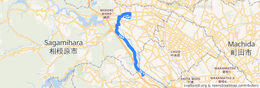 Mapa del recorrido 宿01 de la línea  en 緑区.