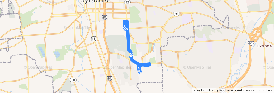 Mapa del recorrido Centro 444 Small Road de la línea  en Syracuse.
