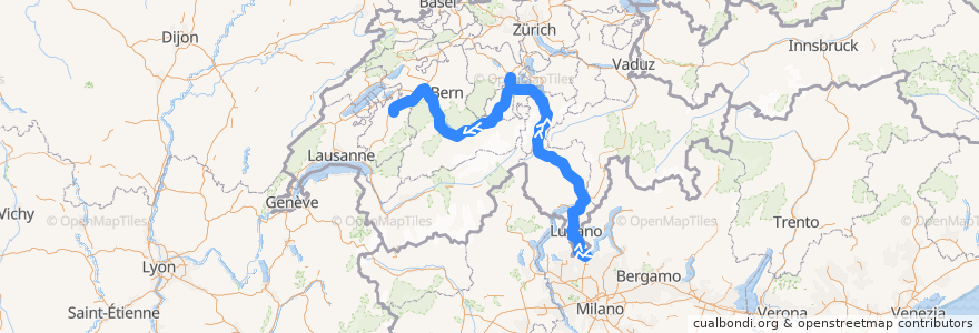 Mapa del recorrido Flixbus 417: Udine, Autostazione => Fribourg, BCF Arena de la línea  en Schweiz/Suisse/Svizzera/Svizra.