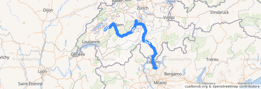 Mapa del recorrido Flixbus 417: Fribourg, BCF Arena => Udine, Autostazione de la línea  en スイス.