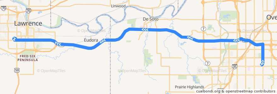 Mapa del recorrido Route 510: Westbound de la línea  en Kansas.