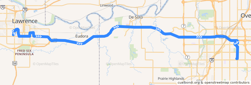 Mapa del recorrido Route 510: Eastbound de la línea  en Kansas.
