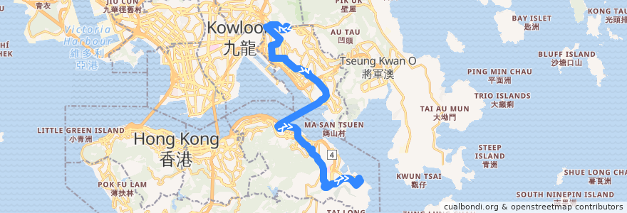 Mapa del recorrido Bus 606X (Siu Sai Wan (Island Resort) → Kowloon Bay (Enterprise Square) de la línea  en Hong Kong.