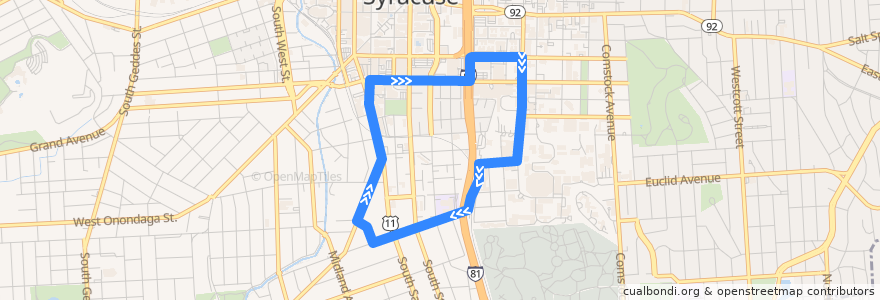 Mapa del recorrido Centro 94 J-Lot Shuttle de la línea  en Syracuse.