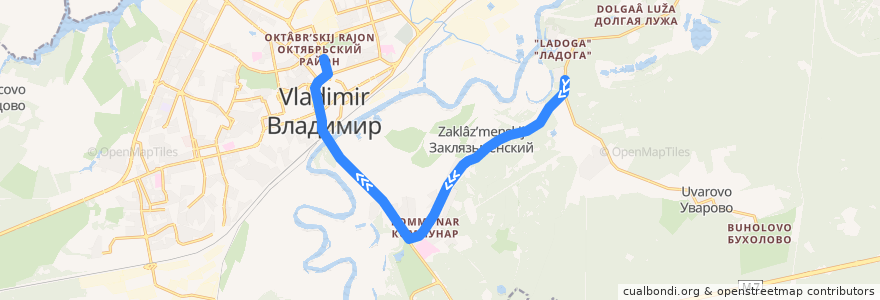 Mapa del recorrido Автобус №56: ЖК Ладога => Центральный рынок de la línea  en городской округ Владимир.