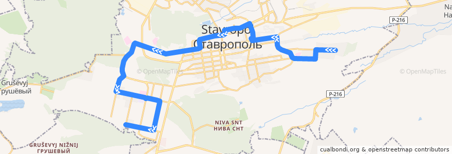 Mapa del recorrido Автобус №48 (от "204 квартала" до "ж/к Олимпийский") de la línea  en городской округ Ставрополь.