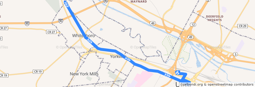 Mapa del recorrido Centro 11 Whitesboro de la línea  en Oneida County.