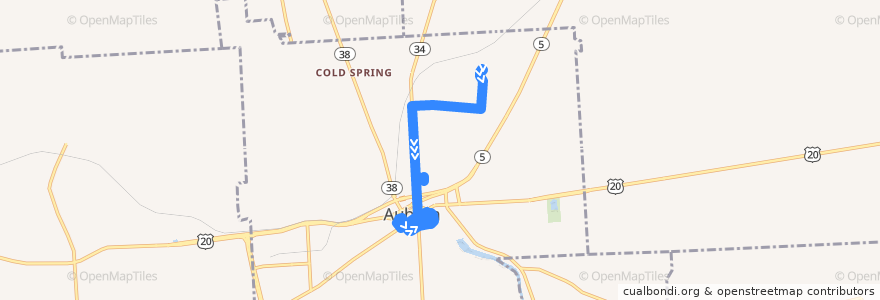 Mapa del recorrido Centro 6 Wegmans Shopper de la línea  en Auburn.
