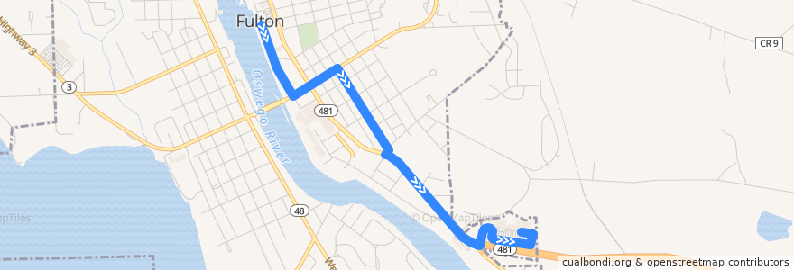 Mapa del recorrido Centro 4A River Glen de la línea  en Fulton.