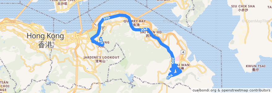 Mapa del recorrido 新巴81線 NWFB 81 (勵德邨 Lai Tak Tsuen → 興華邨 Hing Wah Estate) de la línea  en 東區 Eastern District.