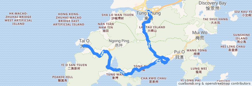 Mapa del recorrido 11 de la línea  en 離島區.