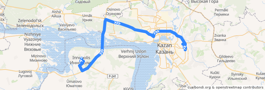 Mapa del recorrido Иннополис - Автовокзал "Восточный" de la línea  en タタールスタン共和国.