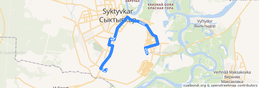 Mapa del recorrido Автобус №7: Городской автовокзал - Школа №33 de la línea  en Syktyvkar Urban Okrug.