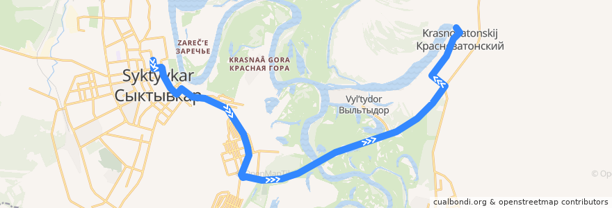 Mapa del recorrido Автобус №23: пл. им. Габова - пос. Краснозатонский de la línea  en городской округ Сыктывкар.