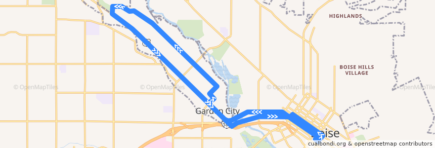 Mapa del recorrido VRT 11 Garden City de la línea  en Ada County.