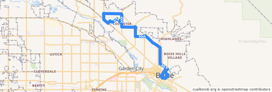 Mapa del recorrido VRT 10 Hill Road de la línea  en Boise.