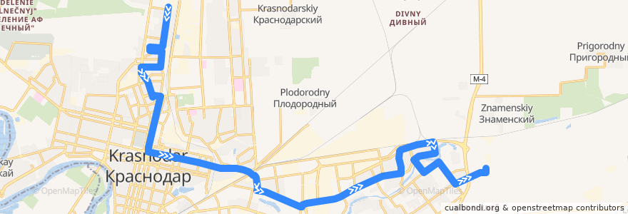 Mapa del recorrido Автобус №7: Краснодарский университет МВД России => Аэропорт de la línea  en городской округ Краснодар.