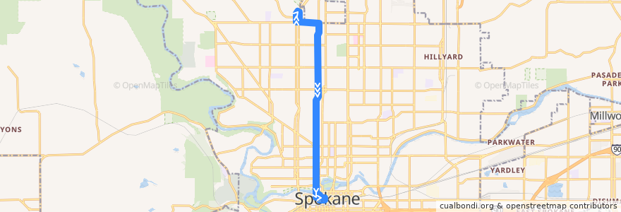 Mapa del recorrido STA 24 Monroe de la línea  en Spokane.