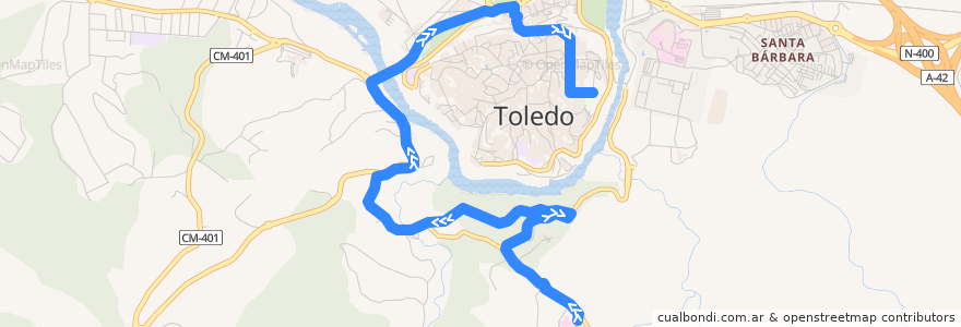 Mapa del recorrido Línea 71: Hospital Virgen del Valle → Zocodover de la línea  en 톨레도.