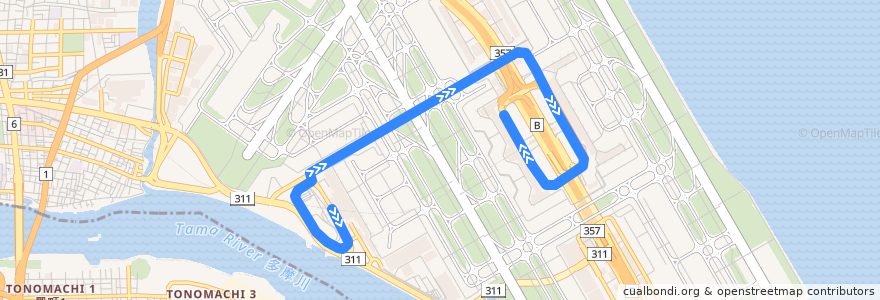 Mapa del recorrido ターミナル間無料連絡バス 国際線間バス⇔国内線 de la línea  en 大田区.