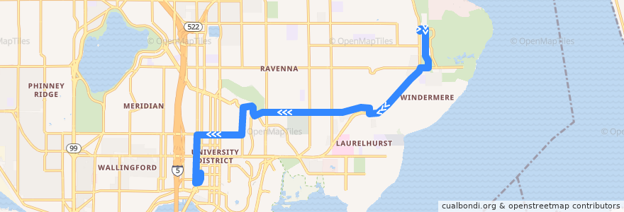 Mapa del recorrido Route 74: University District Ravenna de la línea  en Seattle.