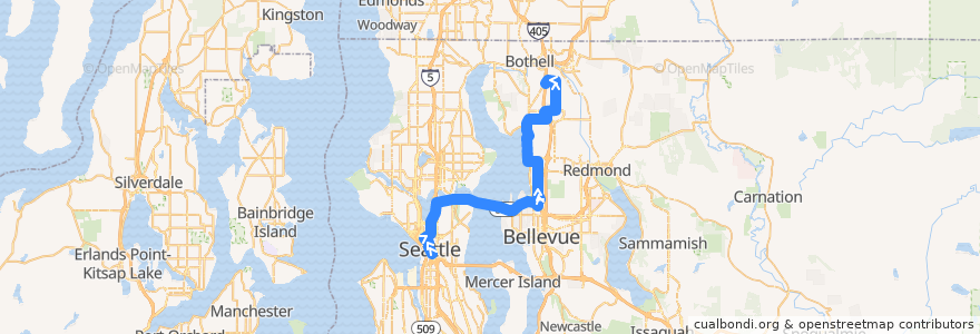 Mapa del recorrido Route 255: Brickyard P&R Kirkland de la línea  en King County.